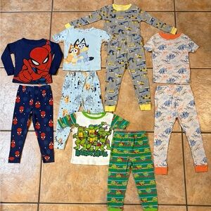 Toddler Boy Pajamas Lot of 5 Pairs of Cold Weather Pajamas (Size 4)